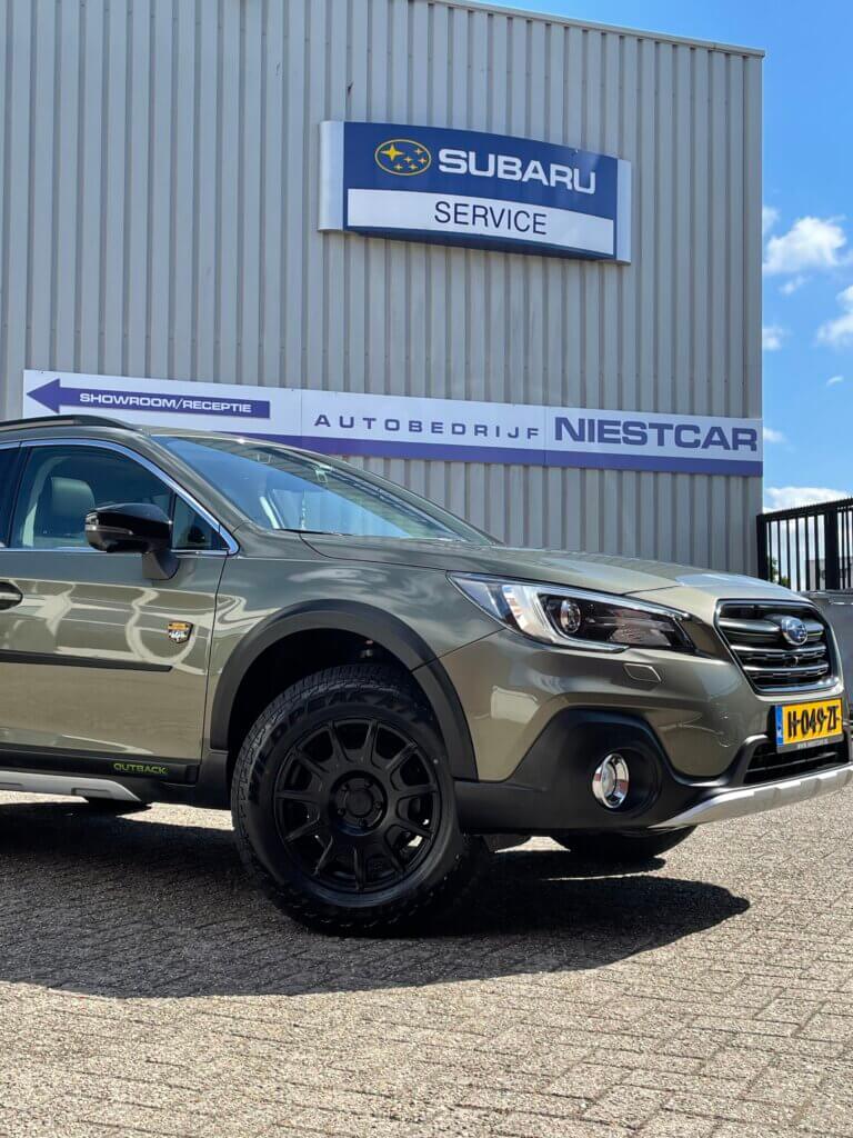 Subaru Outback advance X, voorzien van readylift liftkit bij niestcar Heemskerk. Adventure in Nederland. Subaru Wilderness