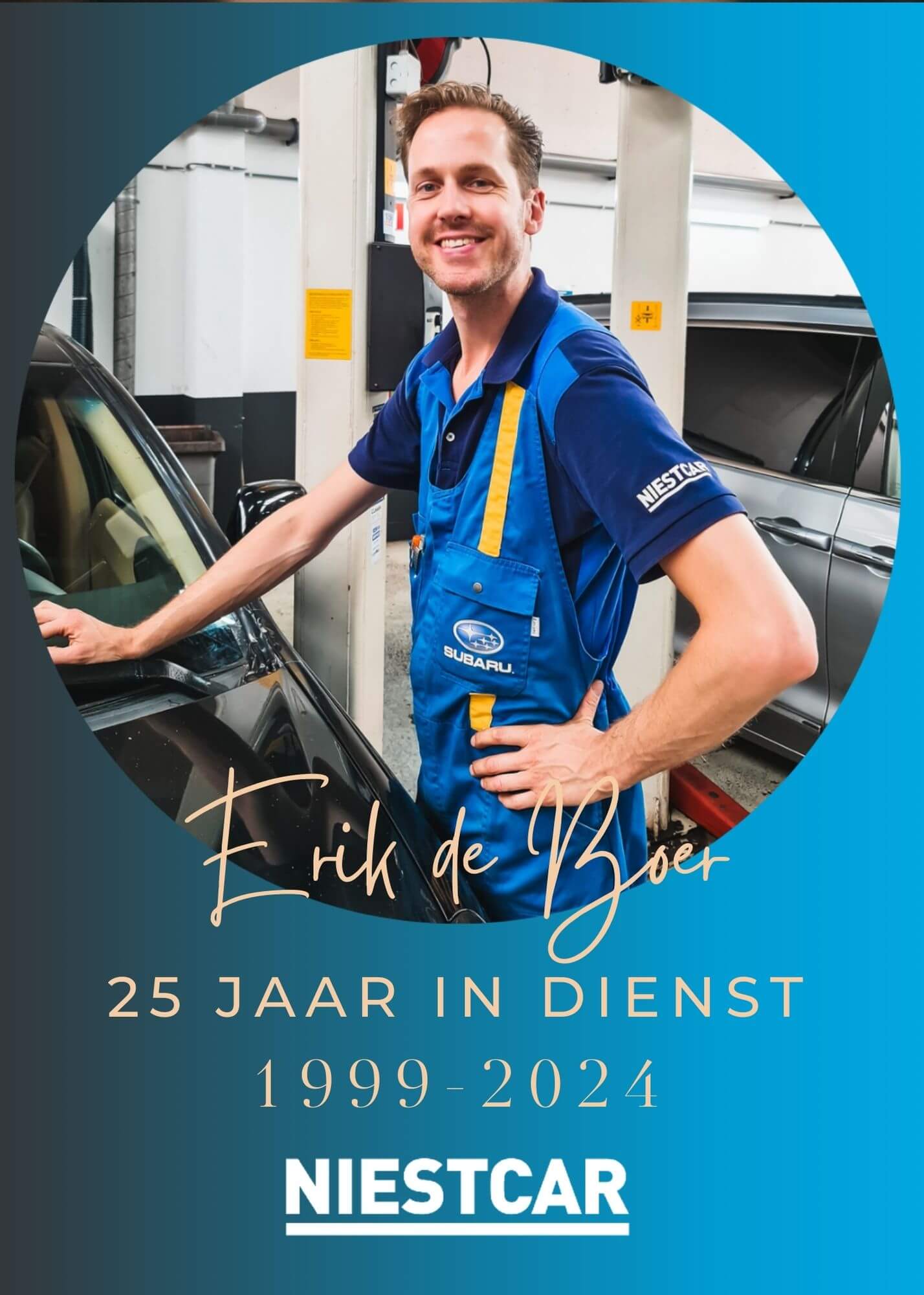 Erik de Boer 25 jaar in dienst bij autobedrijf Niestcar in Heemskerk.